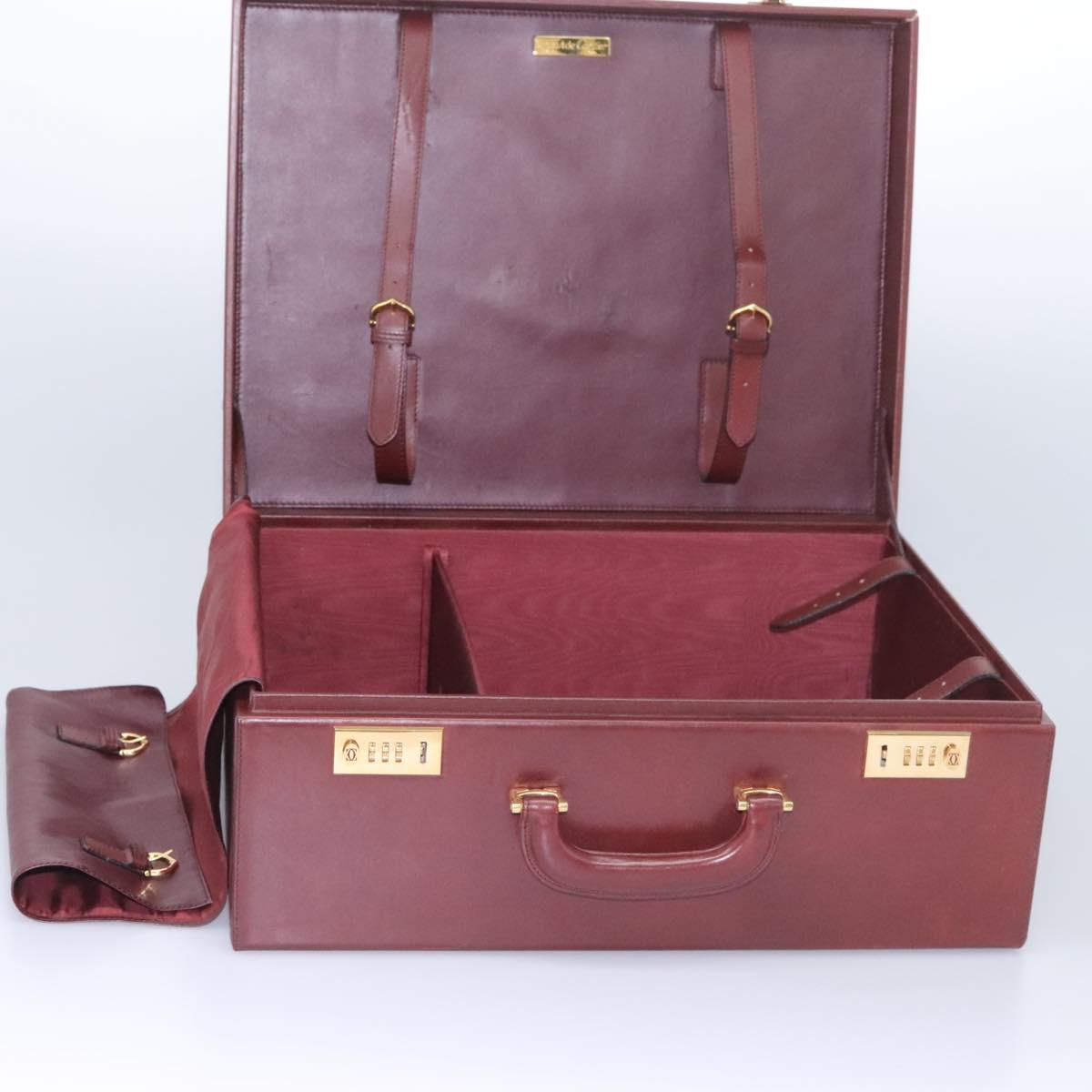 Cartier Must De Cartier Burgundy Leather Travel Bag (Pre-Owned)