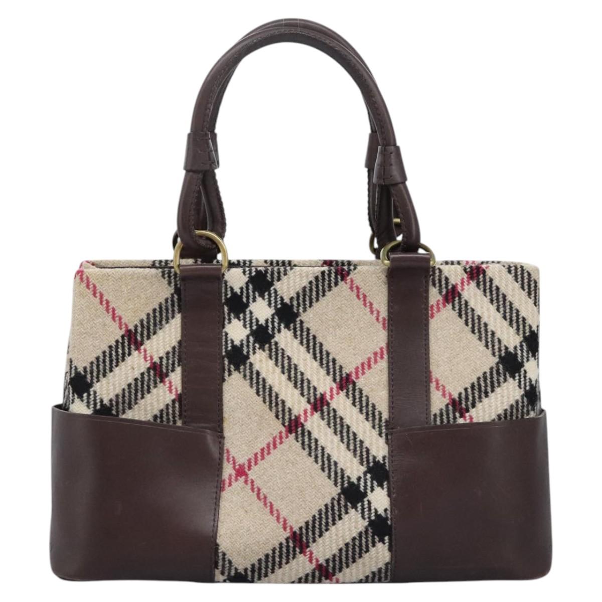 Burberry Nova Check Beige Wool Handbag (Pre-Owned)