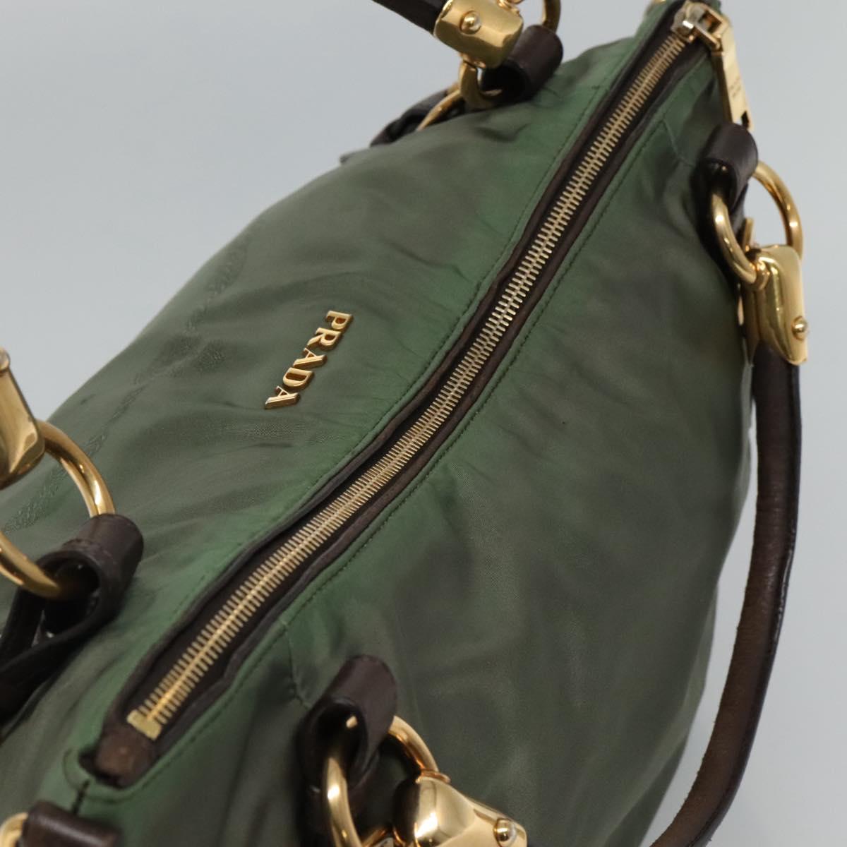Prada Logo Jacquard Khaki Synthetic Handbag (Pre-Owned)
