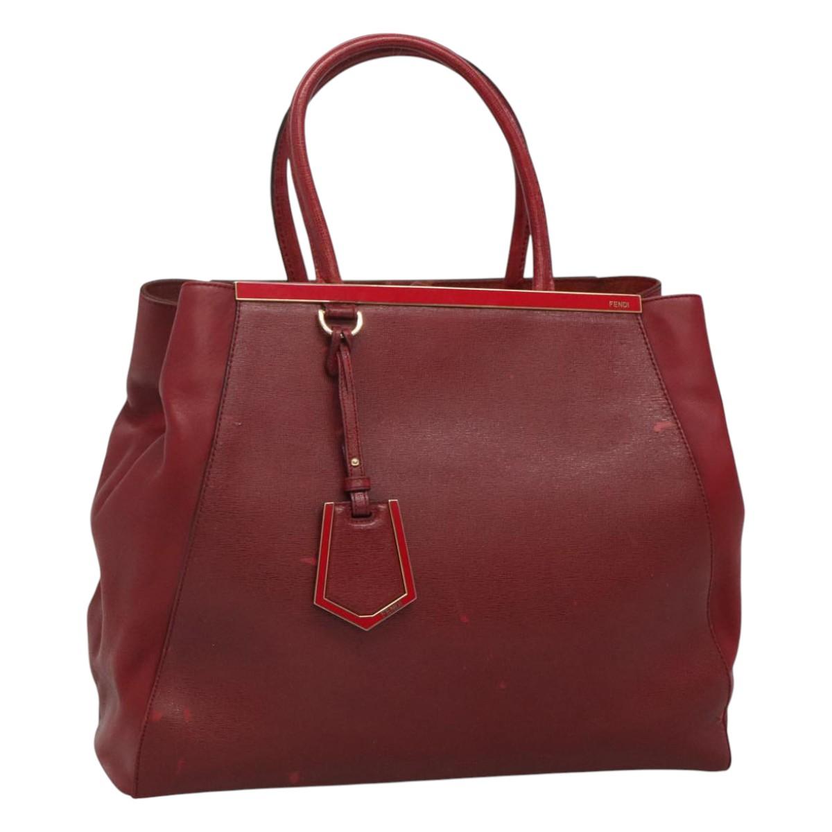 Fendi 2Jours Red Leather Tote Bag (Pre-Owned)