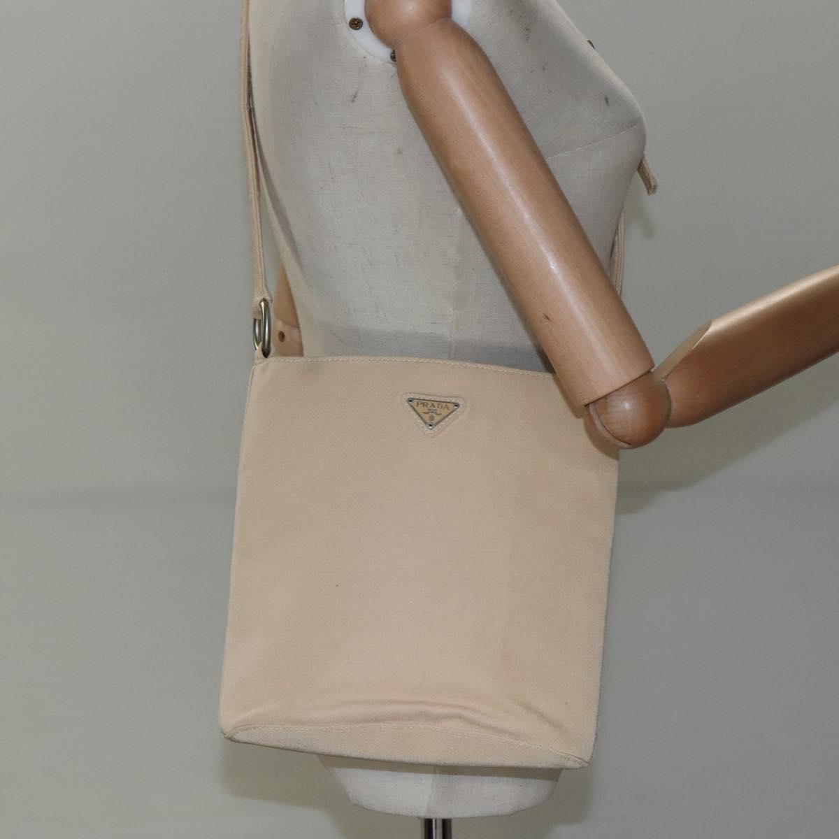 Prada Beige Canvas Shoulder Bag (Pre-Owned)