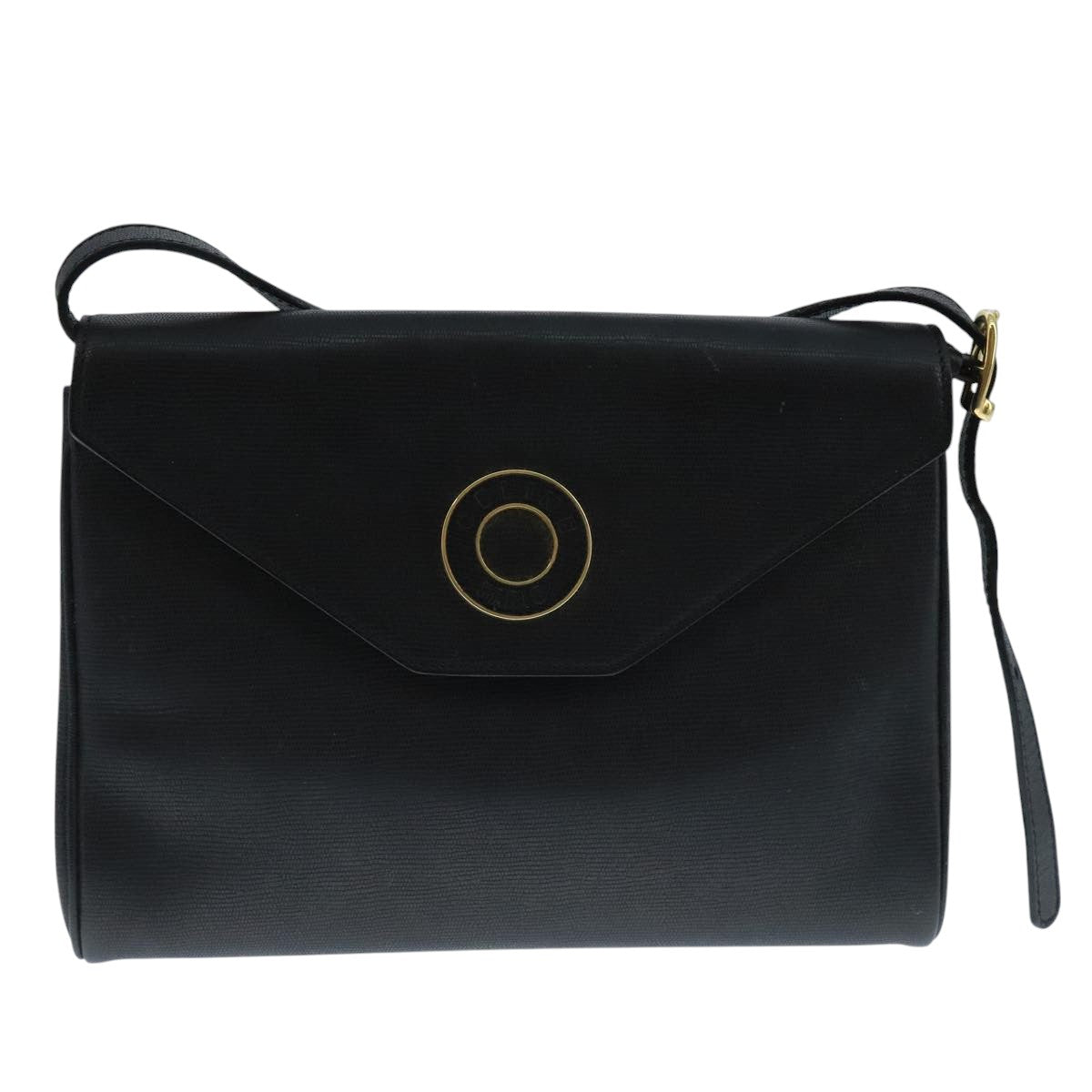 Céline Logo Du Cercle Black Leather Shoulder Bag (Pre-Owned)
