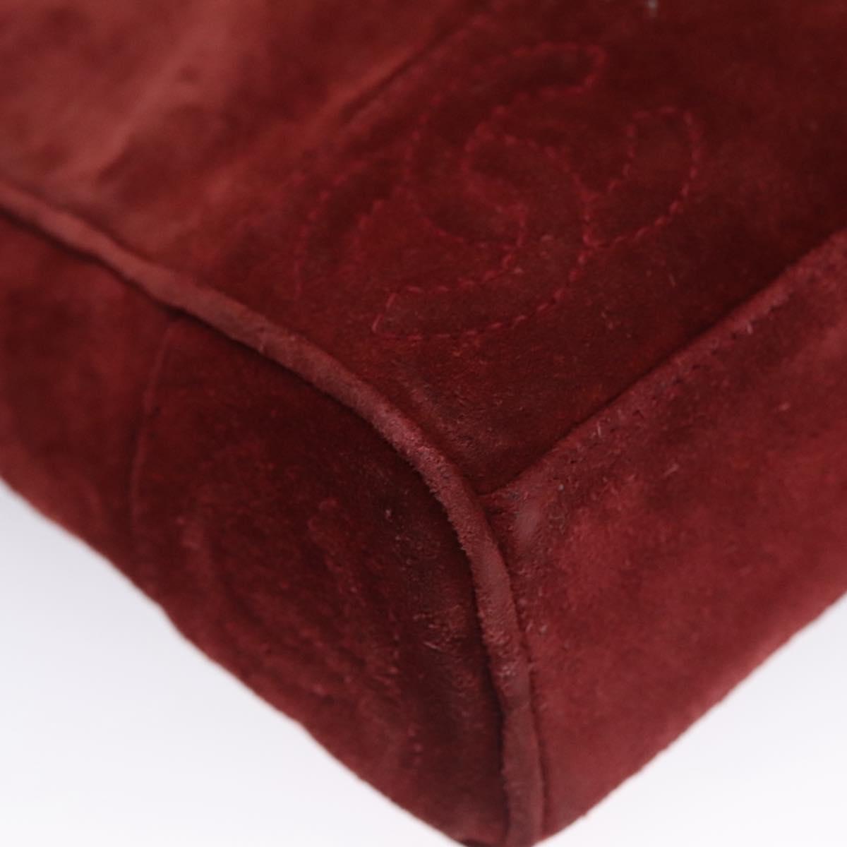 Chanel Triple Coco Red Suede Shoulder Bag (Pre-Owned)
