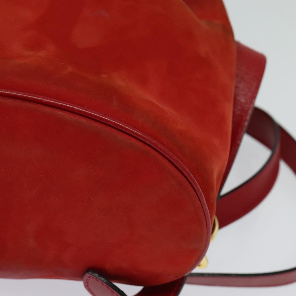 Salvatore Ferragamo Gancini Red Suede Backpack Bag (Pre-Owned)