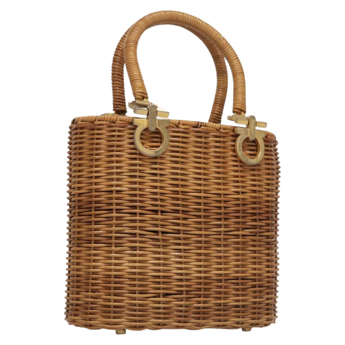 Salvatore Ferragamo Gancini Brown Wicker Handbag (Pre-Owned)