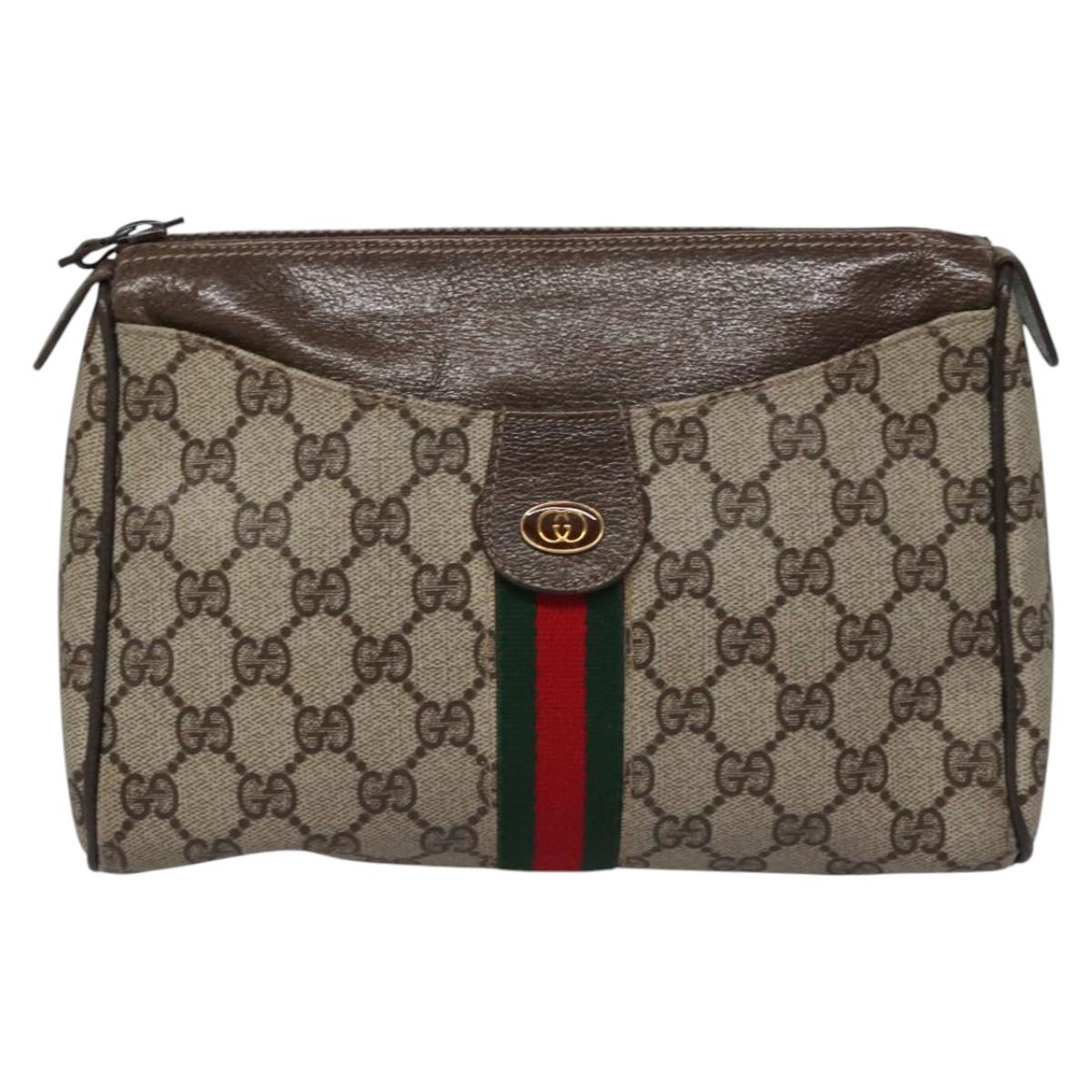 Gucci Ophidia Beige Canvas Clutch Bag (Pre-Owned)