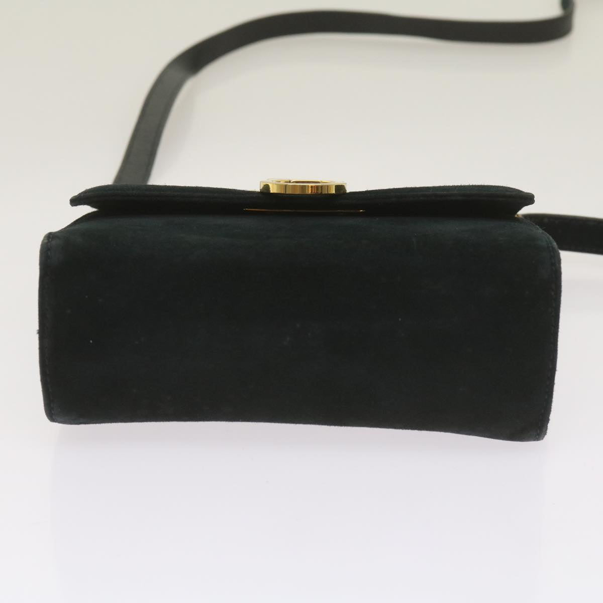 Salvatore Ferragamo Gancini Black Suede Shoulder Bag (Pre-Owned)