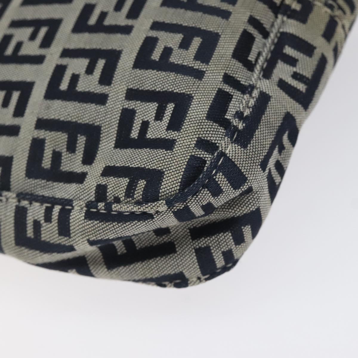 Fendi Zucchino Navy Canvas Shoulder Bag (Pre-Owned)