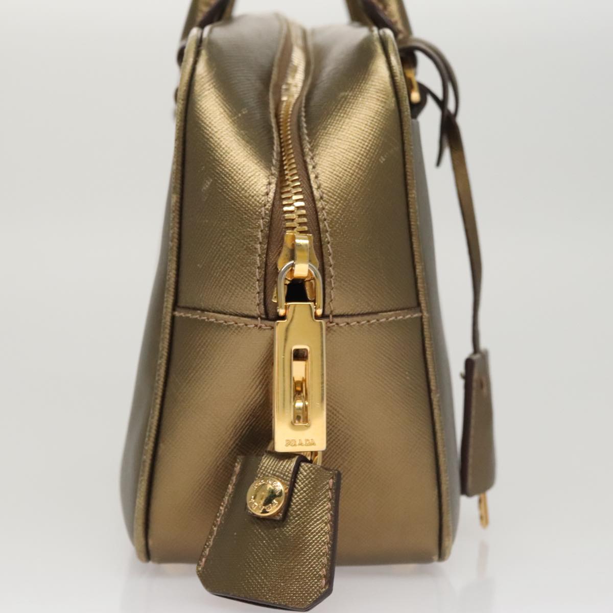 Prada Bauletto Gold Leather Handbag (Pre-Owned)