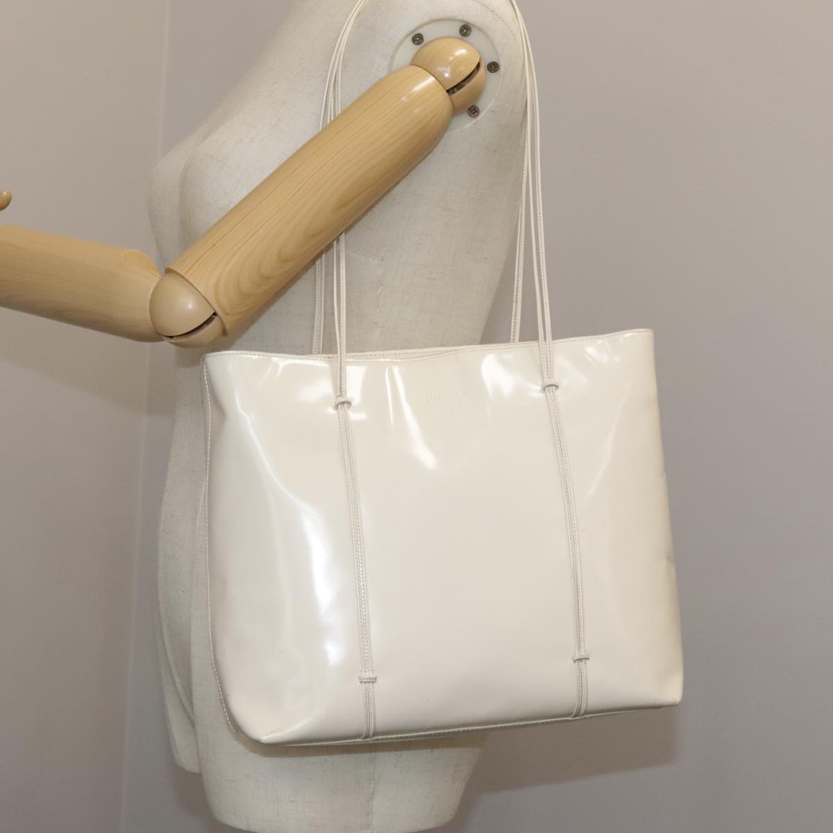 Prada White Patent Leather Tote Bag (Pre-Owned)