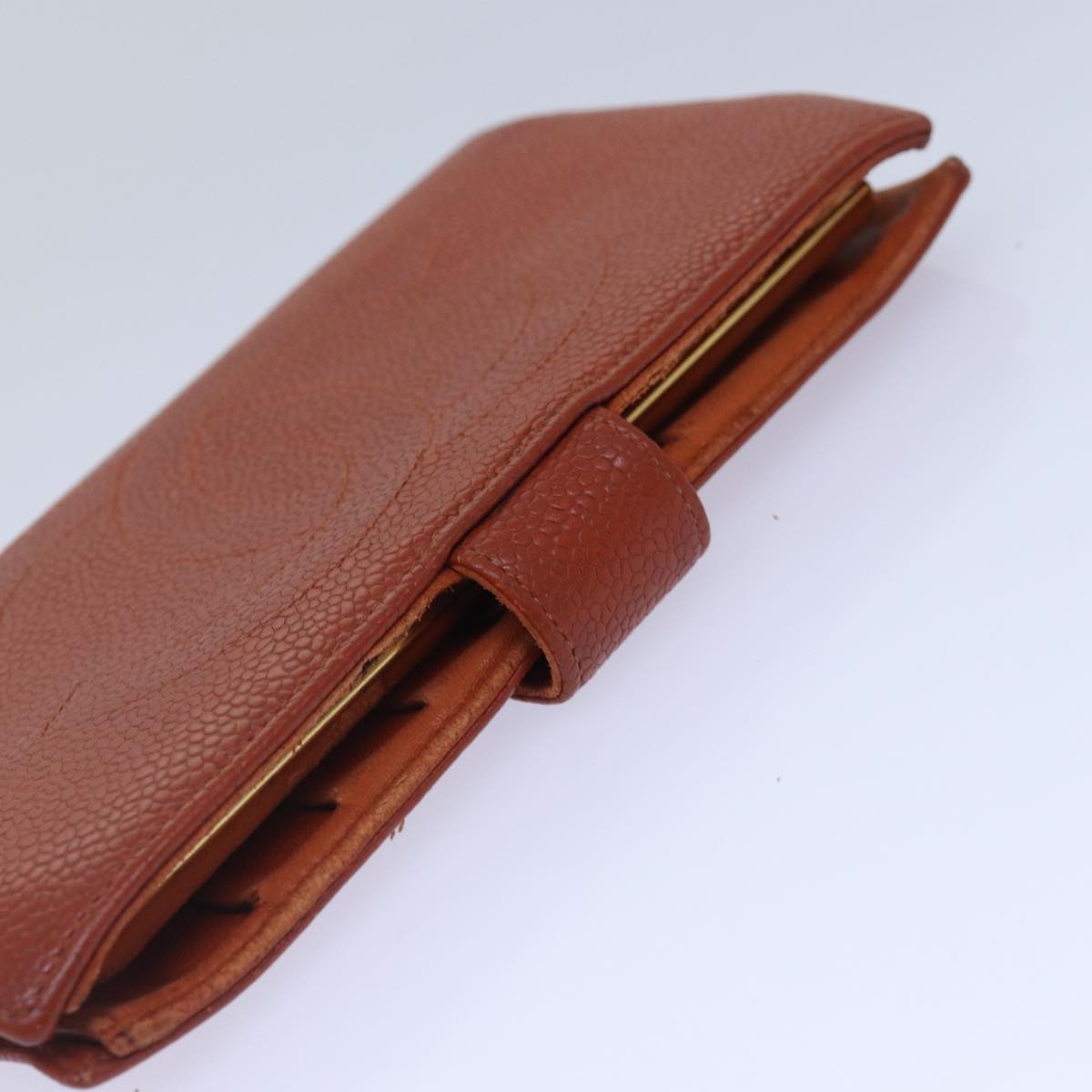 Chanel Porte Carte Orange Leather Wallet (Pre-Owned)