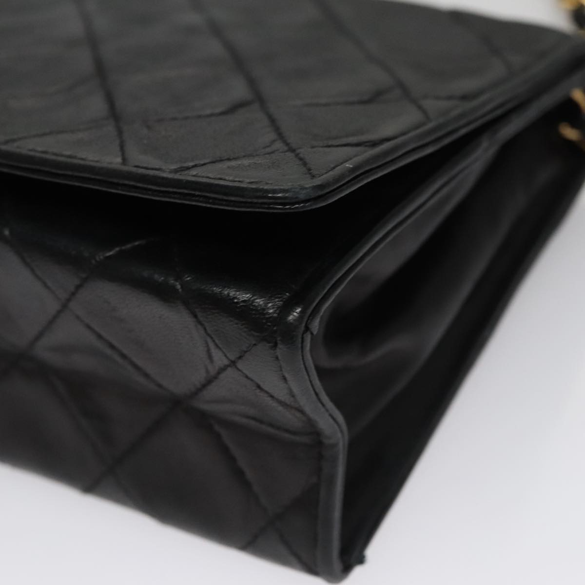 Chanel Full Flap Black Leather Shoulder Bag (Pre-Owned)