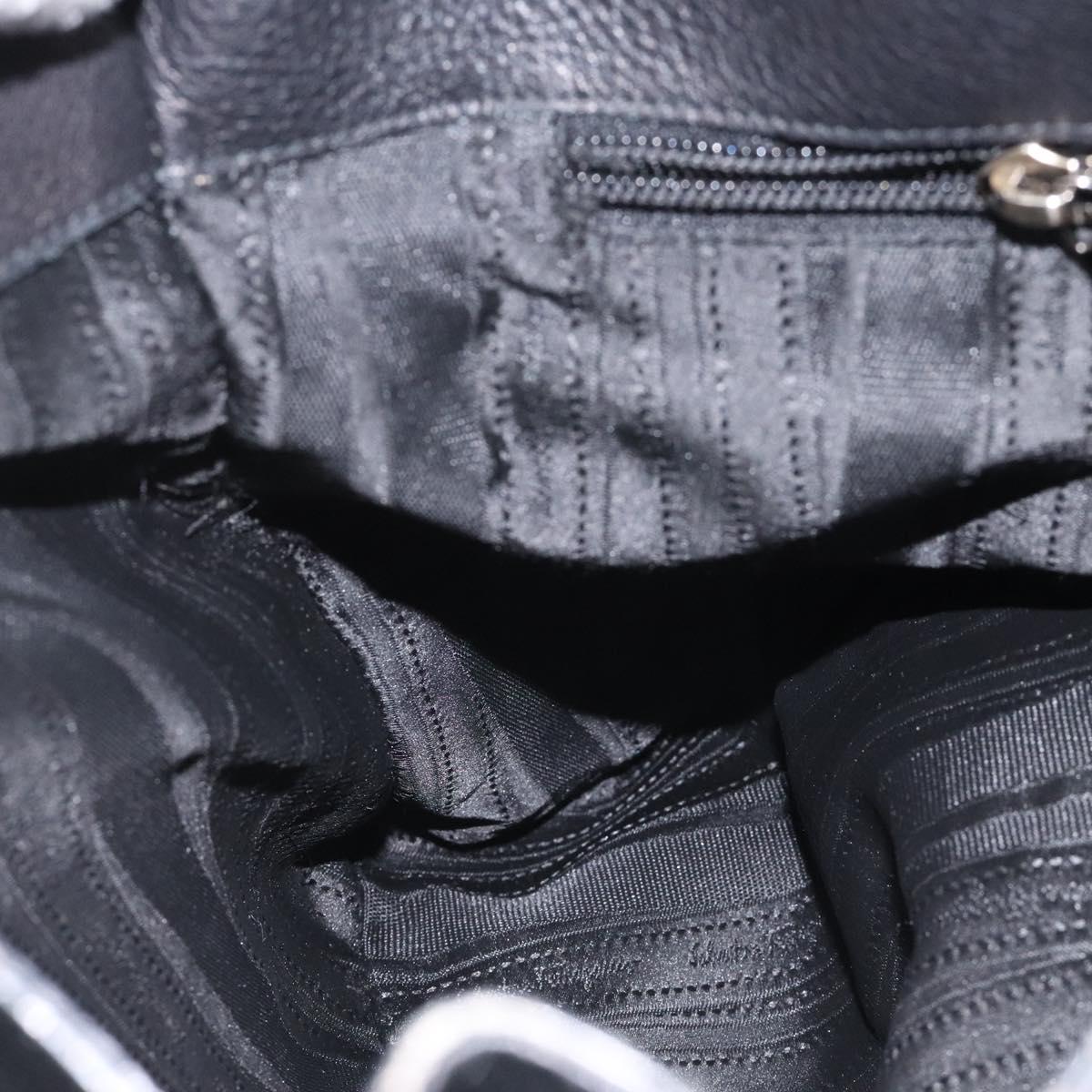 Salvatore Ferragamo Gancini Black Leather Handbag (Pre-Owned)