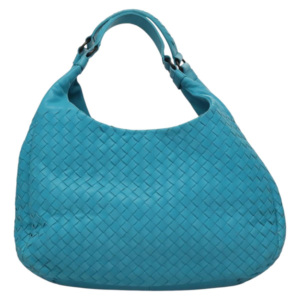 Bottega Veneta Intrecciato Blue Leather Handbag (Pre-Owned)