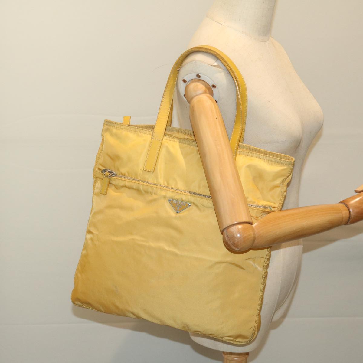Prada Tessuto Yellow Synthetic Tote Bag (Pre-Owned)