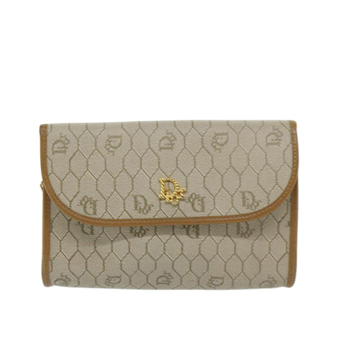 Dior Honeycomb Beige Canvas Shoulder Bag (Pre-Owned)
