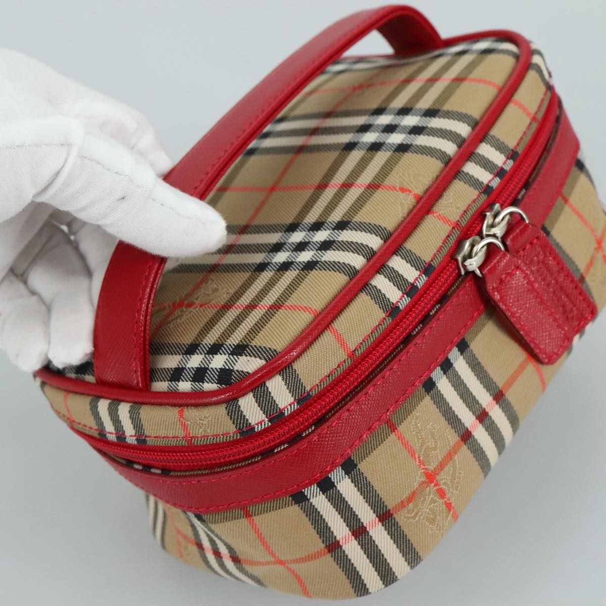 Burberry Nova Check Beige Canvas Handbag (Pre-Owned)