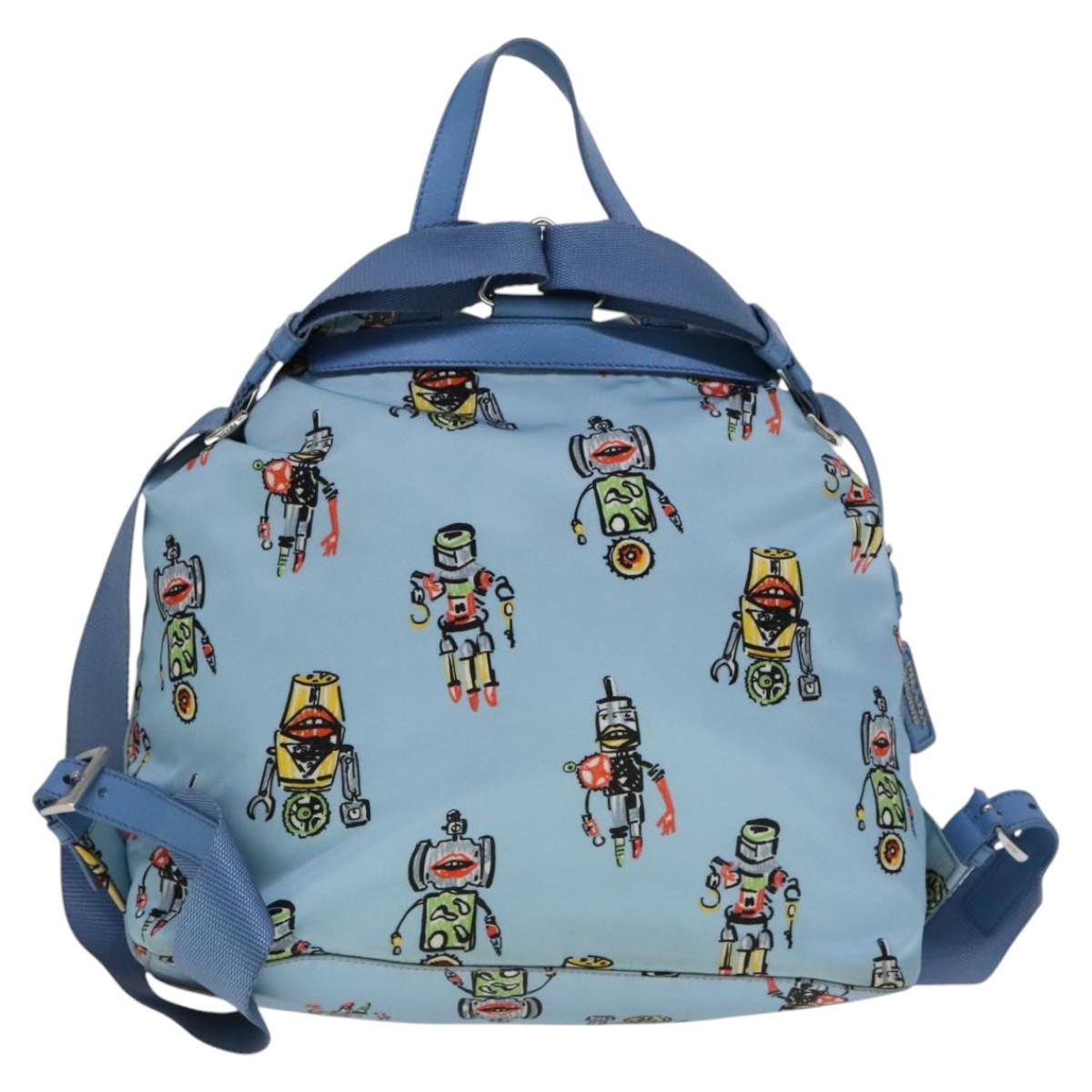 Prada Robot Blue Synthetic Backpack Bag (Pre-Owned)