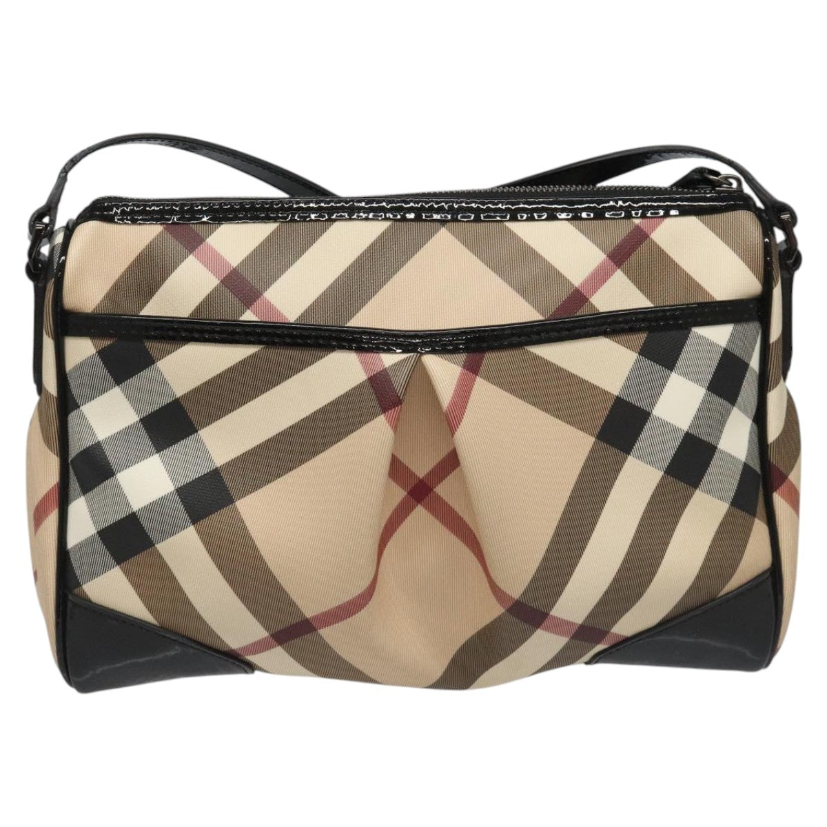 Burberry Nova Check Beige Canvas Shoulder Bag (Pre-Owned)