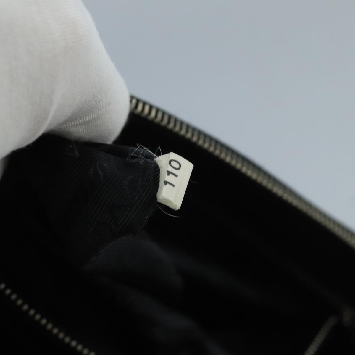 Prada Triangle Logo Black Leather Clutch Bag (Pre-Owned)