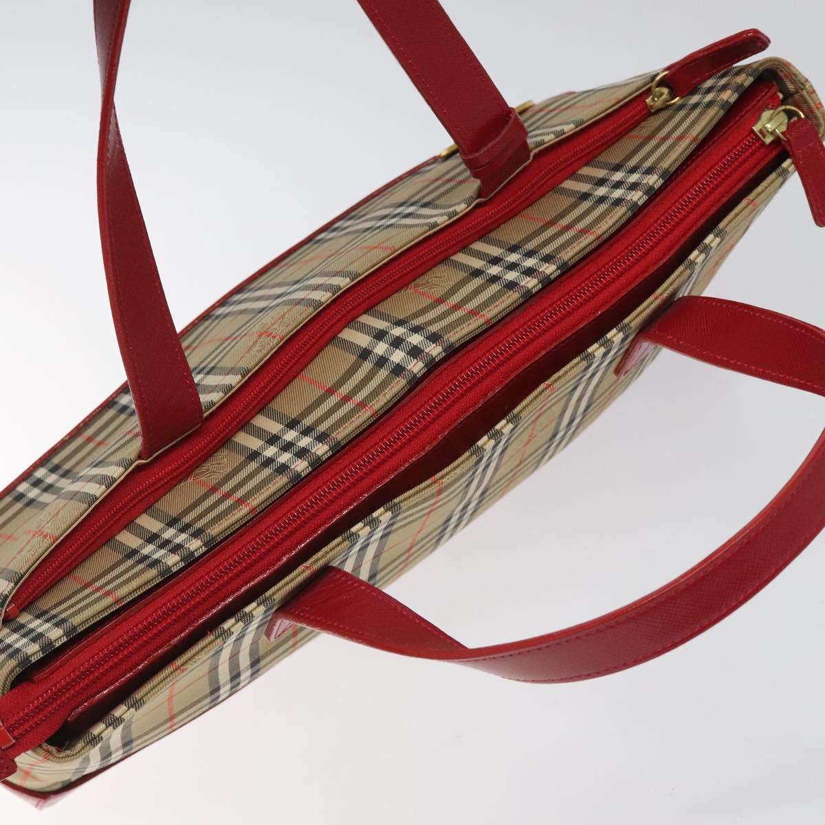 Burberry Nova Check Beige Canvas Handbag (Pre-Owned)
