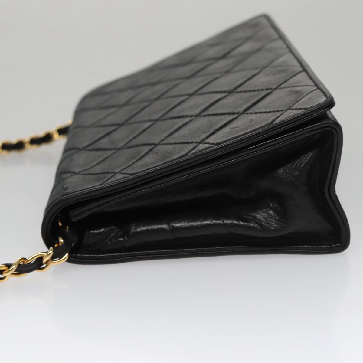 Chanel Full Flap Black Leather Shoulder Bag (Pre-Owned)