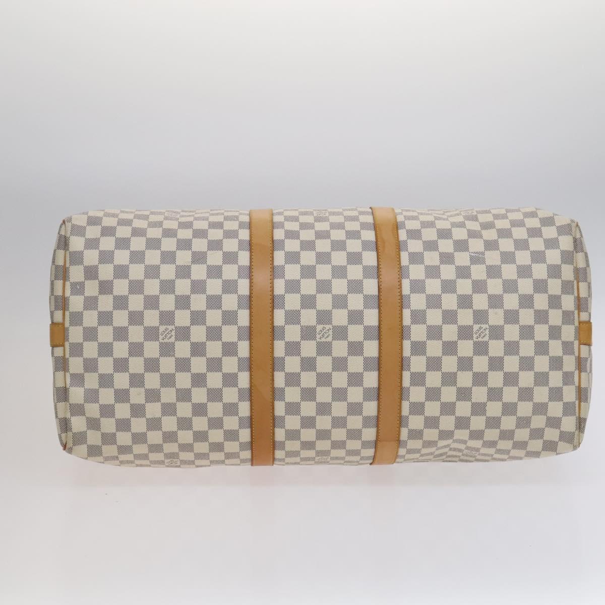 Louis Vuitton Keepall Bandouliere 55 White Canvas Travel Bag (Pre-Owned)