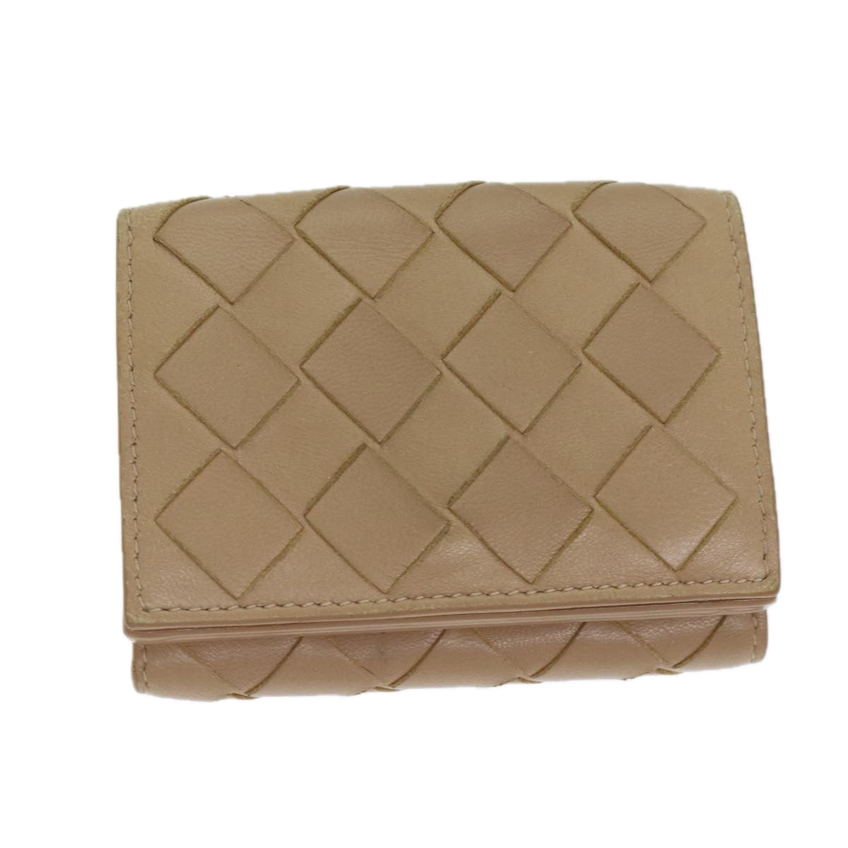 Bottega Veneta Intrecciato Beige Leather Wallet (Pre-Owned)