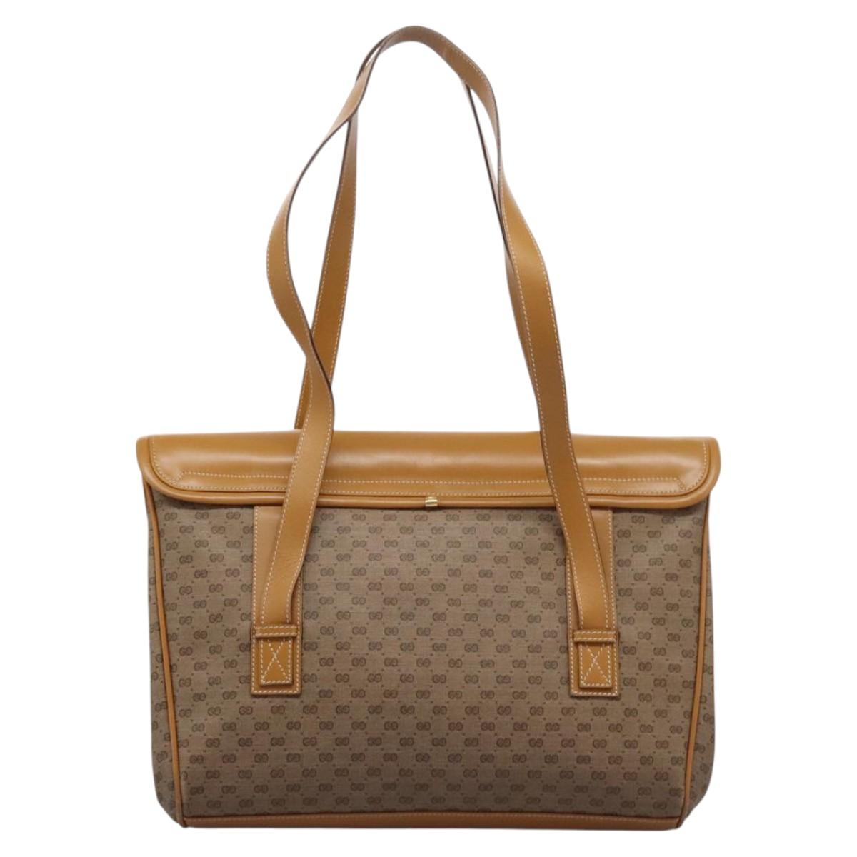 Gucci Micro Small Gg Canvas Beige Canvas Shoulder Bag (Pre-Owned)
