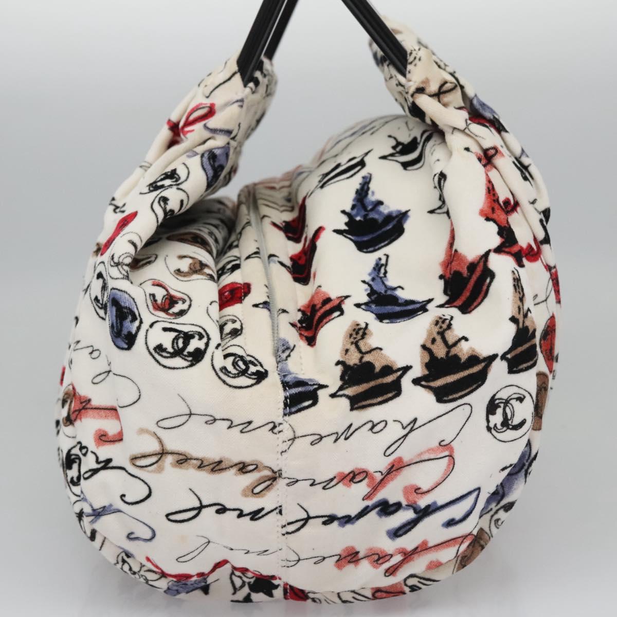 Chanel Cambon White Velvet Handbag (Pre-Owned)