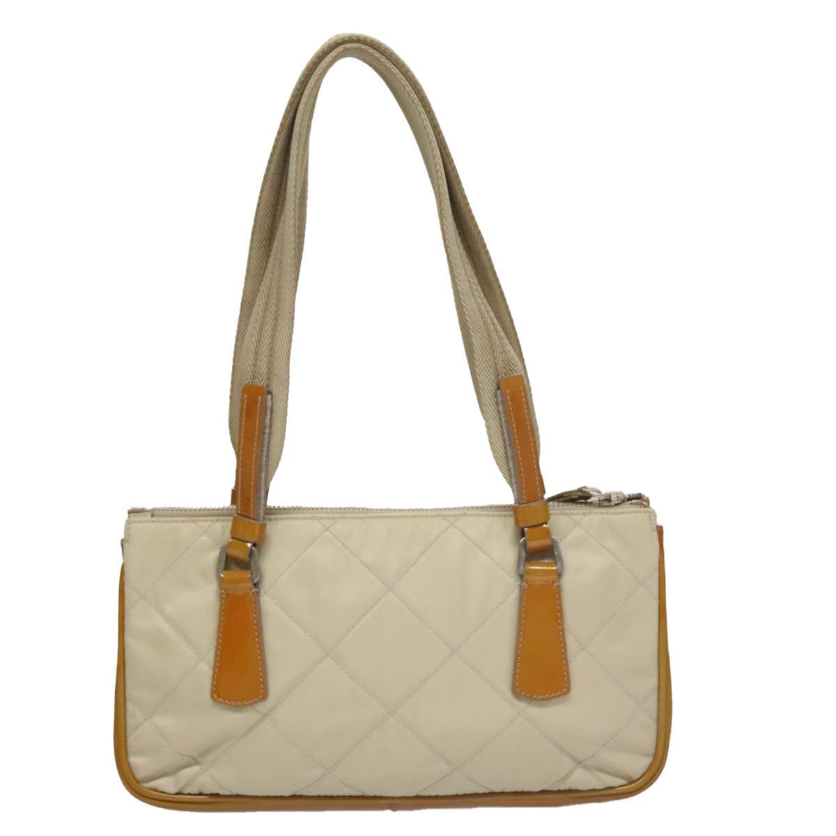 Prada Tessuto Beige Synthetic Shoulder Bag (Pre-Owned)