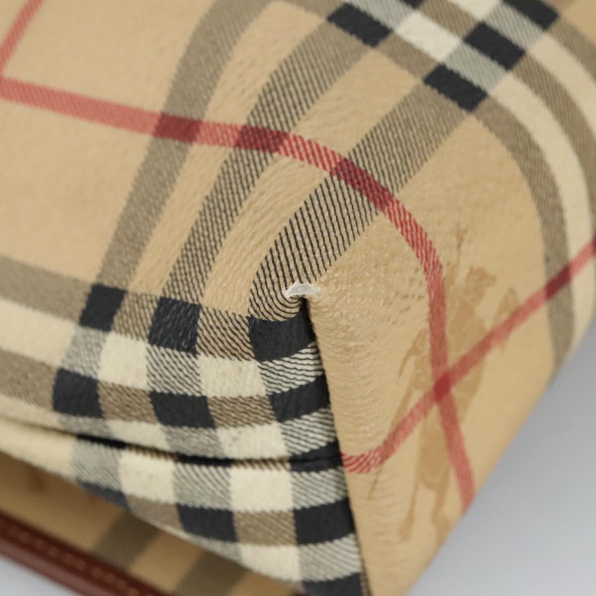 Burberry Nova Check Beige Canvas Shoulder Bag (Pre-Owned)