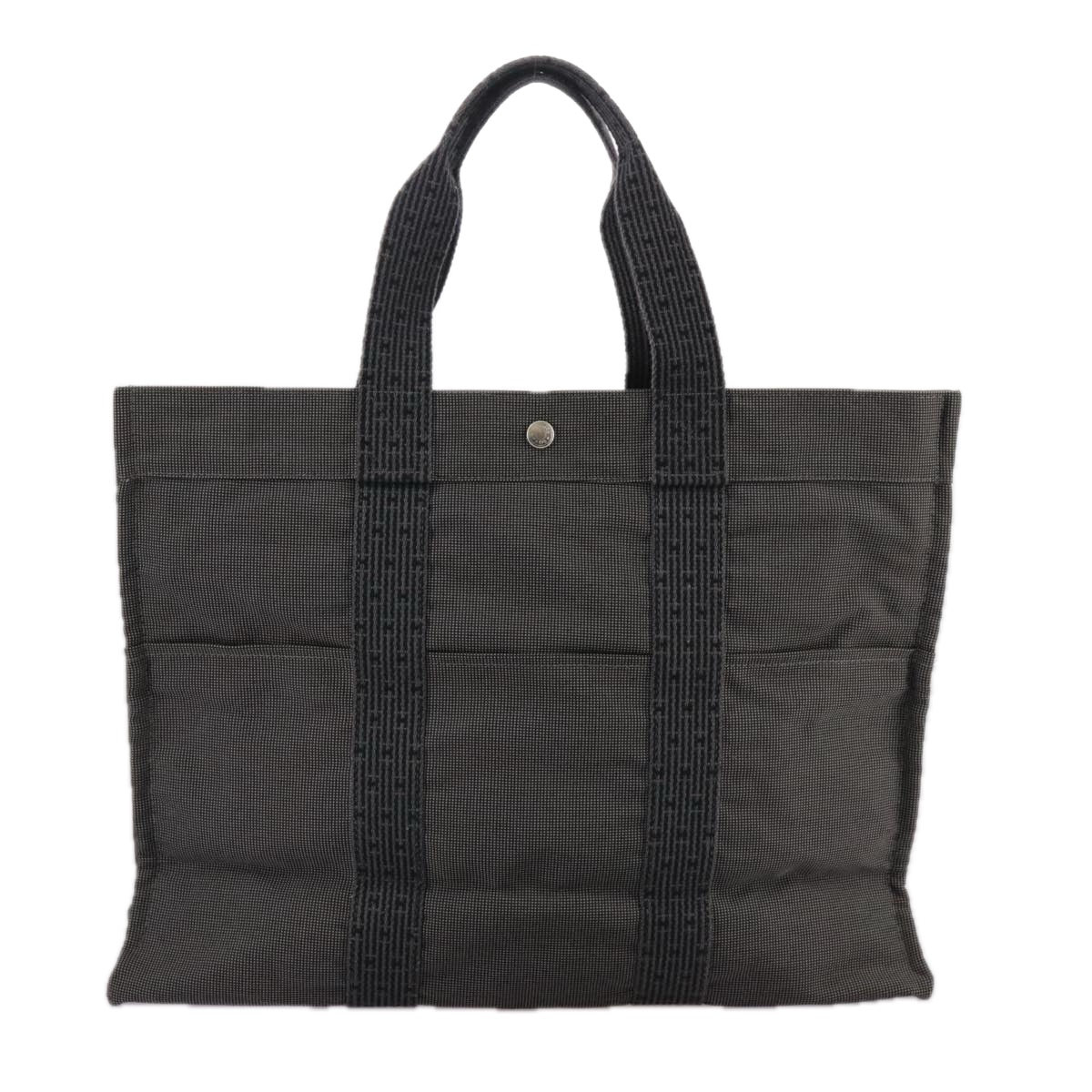 Hermès Herline Grey Canvas Handbag (Pre-Owned)