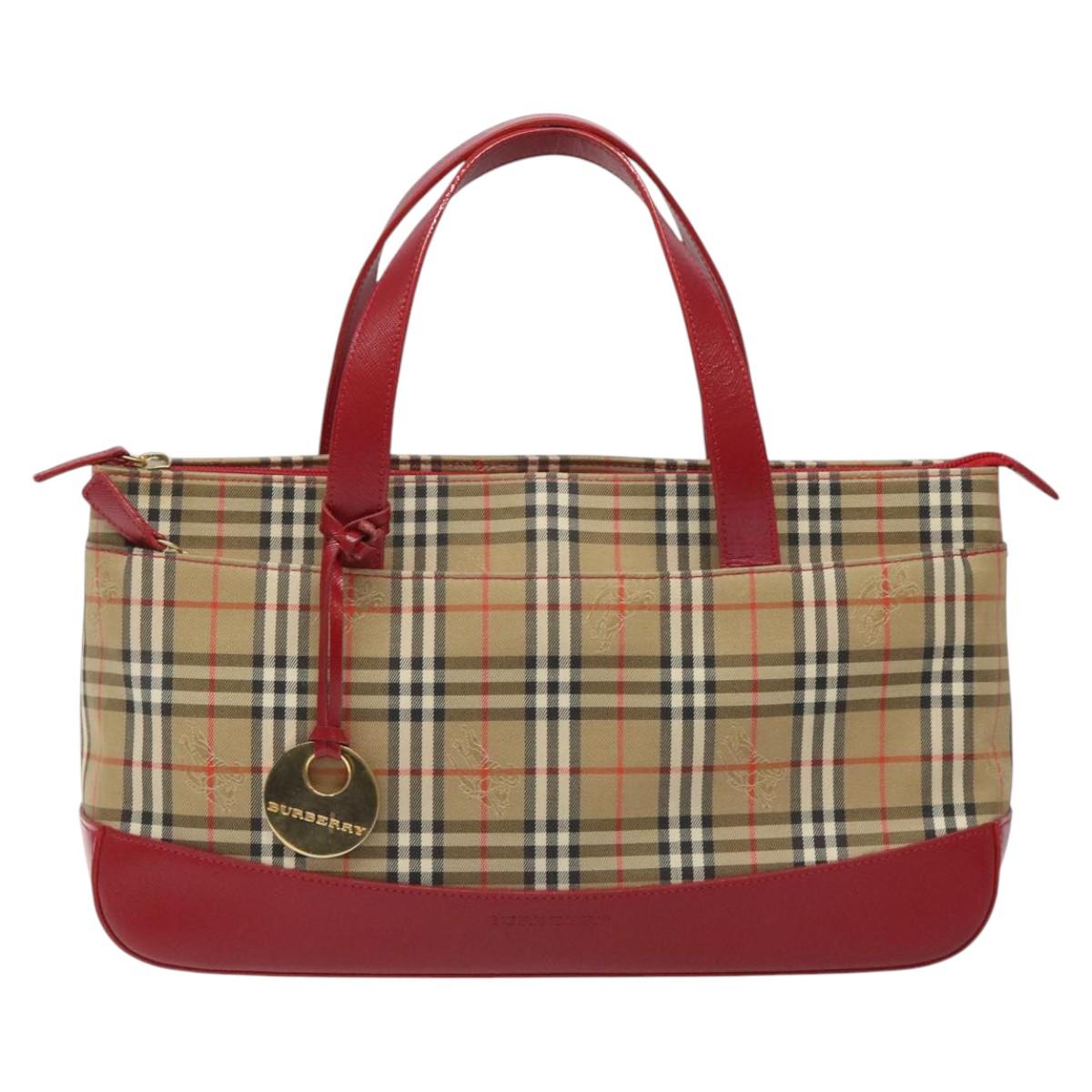Burberry Nova Check Beige Canvas Handbag (Pre-Owned)