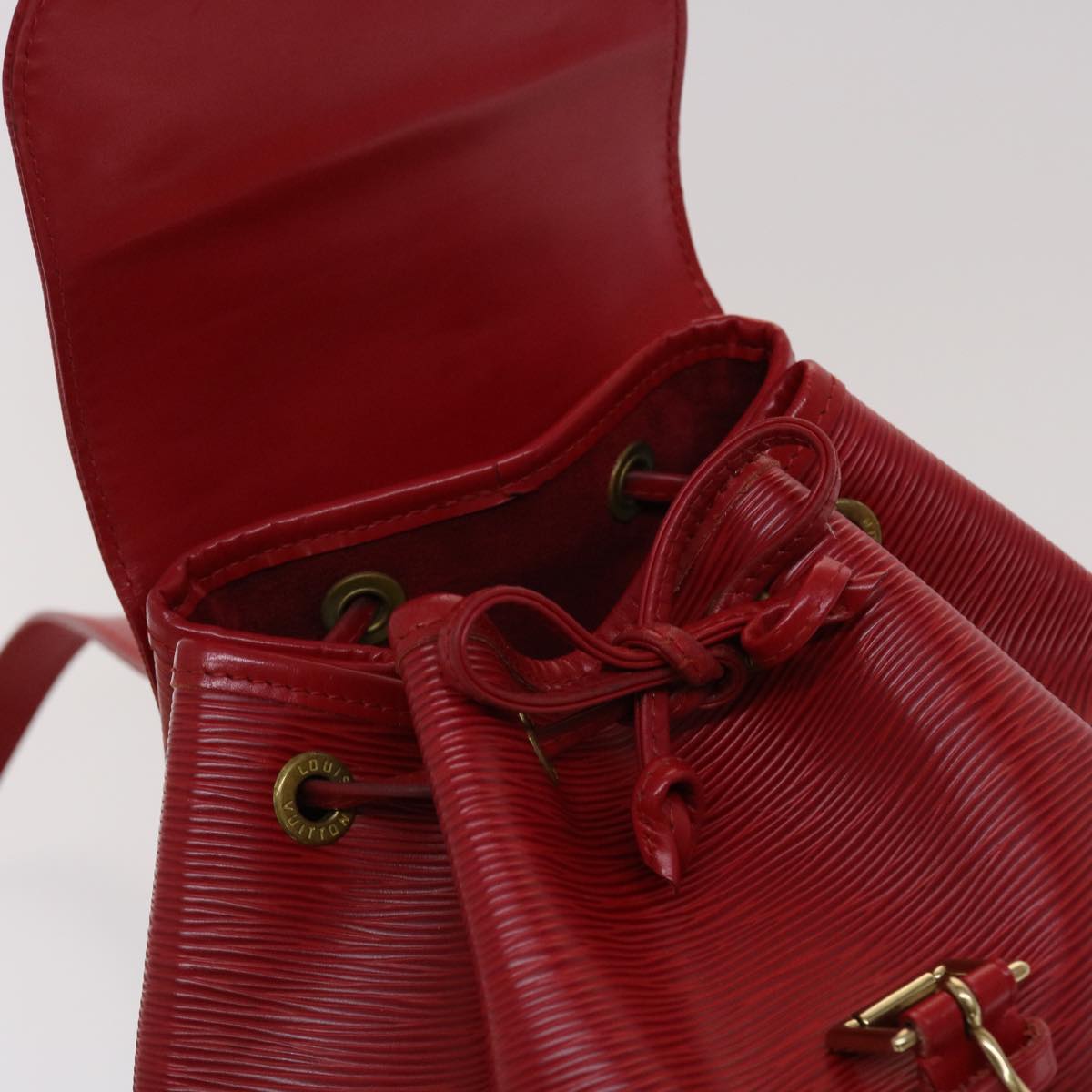 Louis Vuitton Montsouris Red Leather Backpack Bag (Pre-Owned)