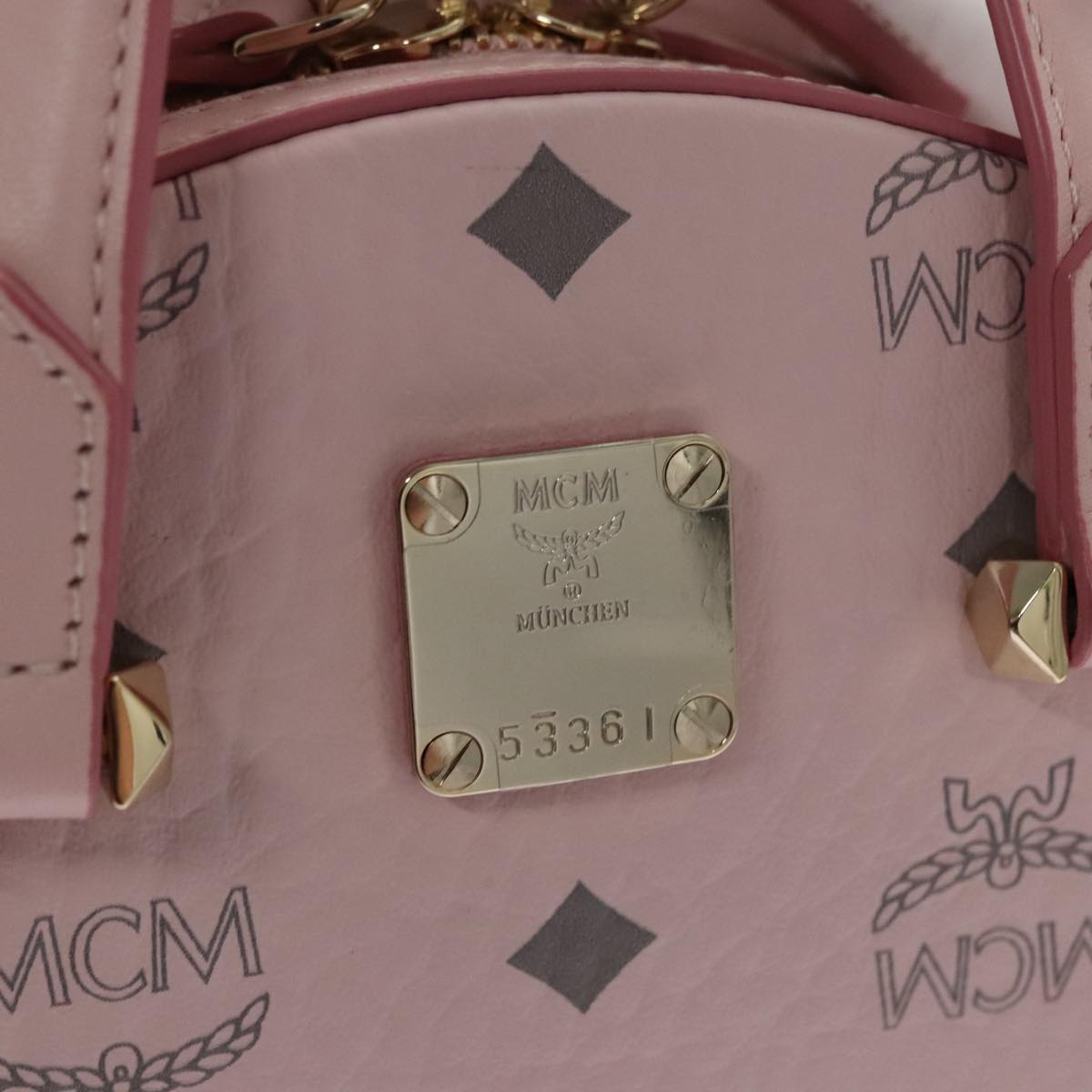 MCM Visetos Pink Canvas Handbag (Pre-Owned)