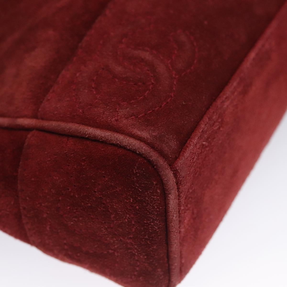 Chanel Triple Coco Red Suede Shoulder Bag (Pre-Owned)