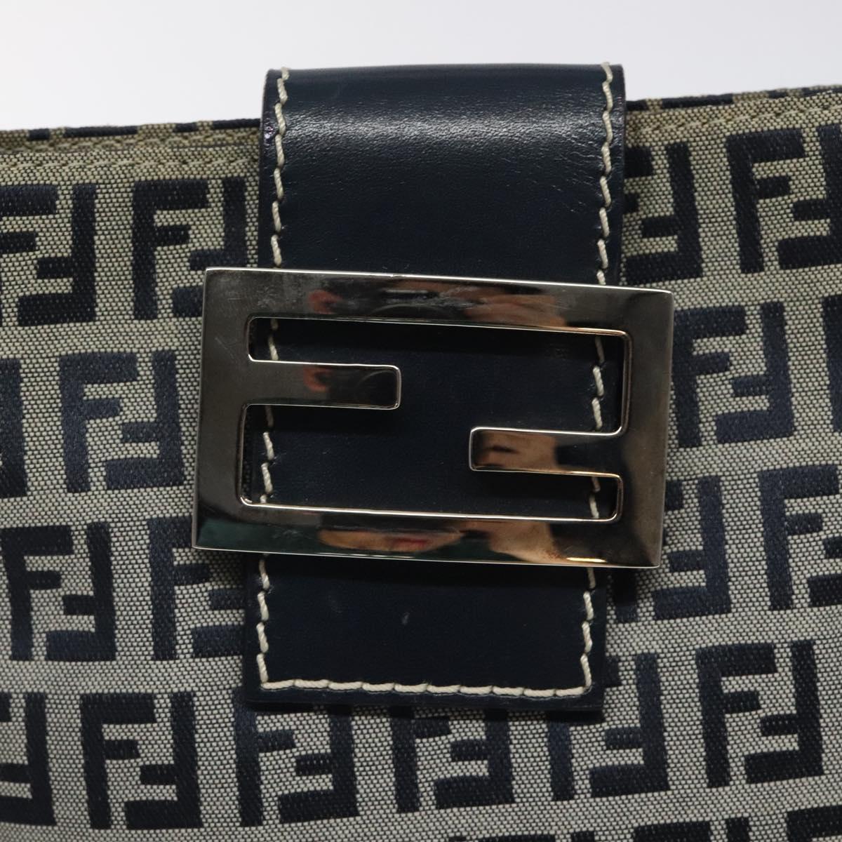 Fendi Zucchino Navy Canvas Shoulder Bag (Pre-Owned)