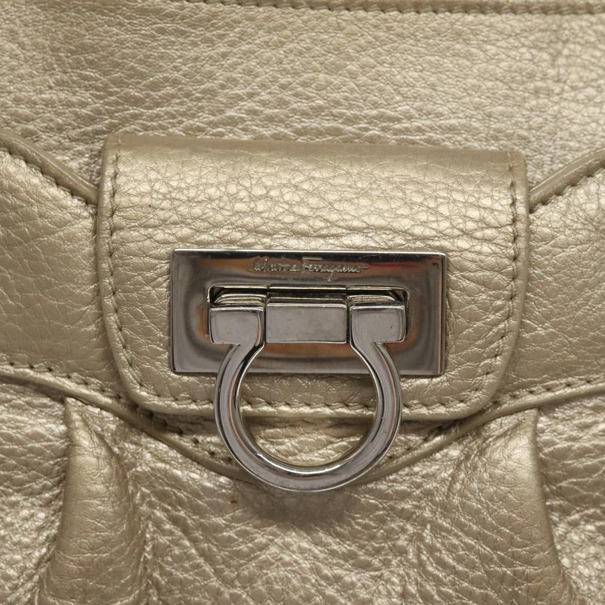 Salvatore Ferragamo Gancini Gold Leather Handbag (Pre-Owned)