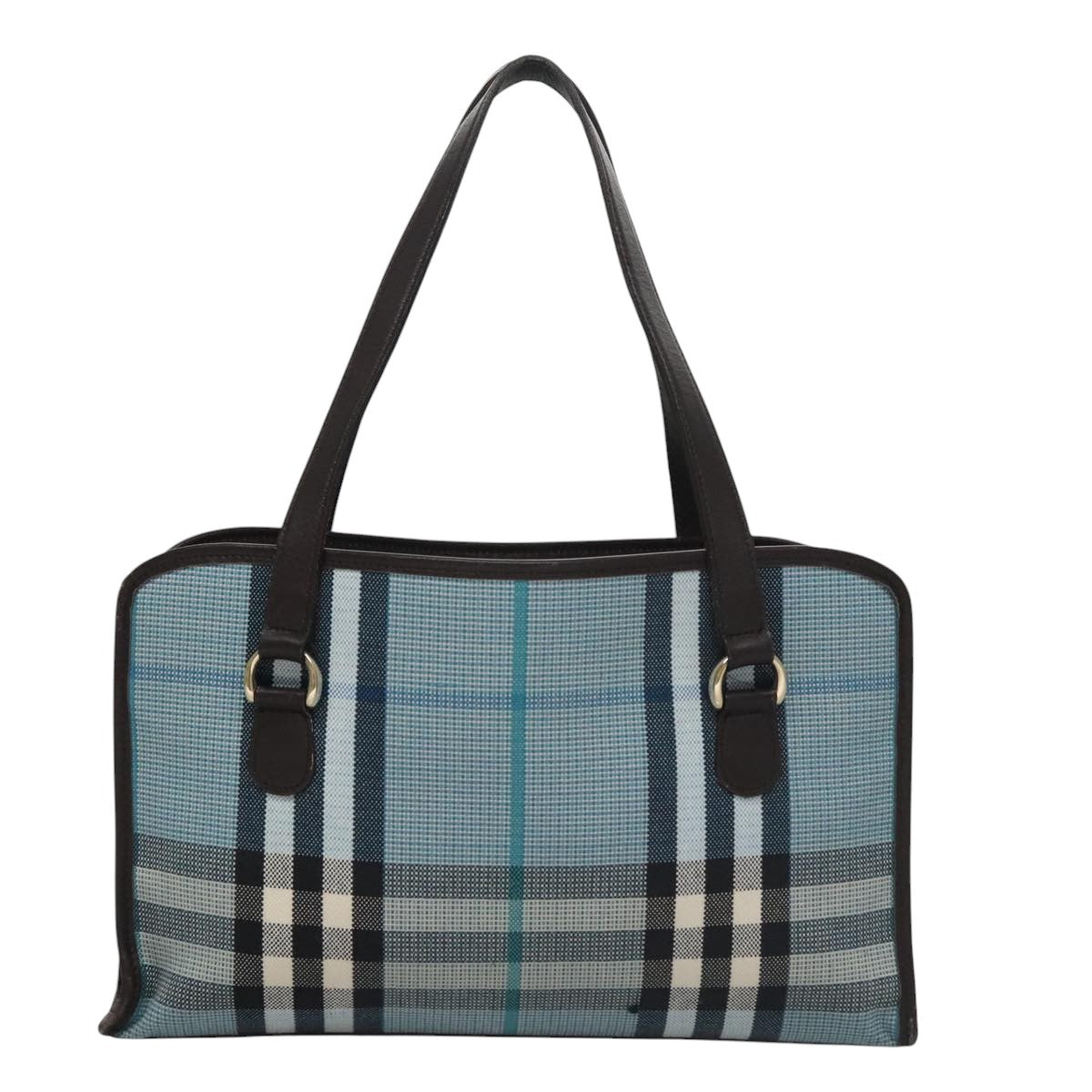 Burberry Nova Check Blue Canvas Handbag (Pre-Owned)