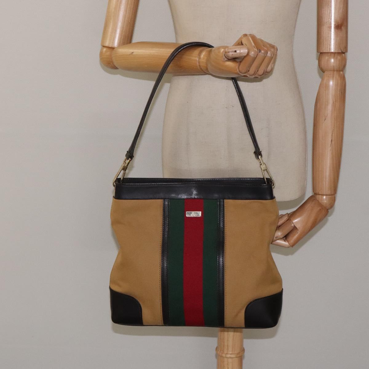 Gucci Sherry Beige Canvas Shoulder Bag (Pre-Owned)