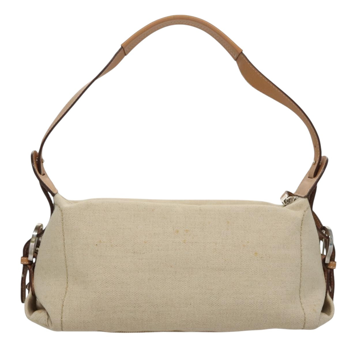 Salvatore Ferragamo Gancini Beige Canvas Shoulder Bag (Pre-Owned)