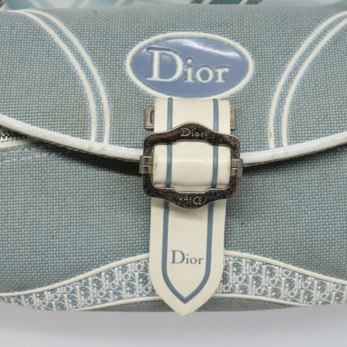 Dior Trotter Blue Canvas Shoulder Bag (Pre-Owned)