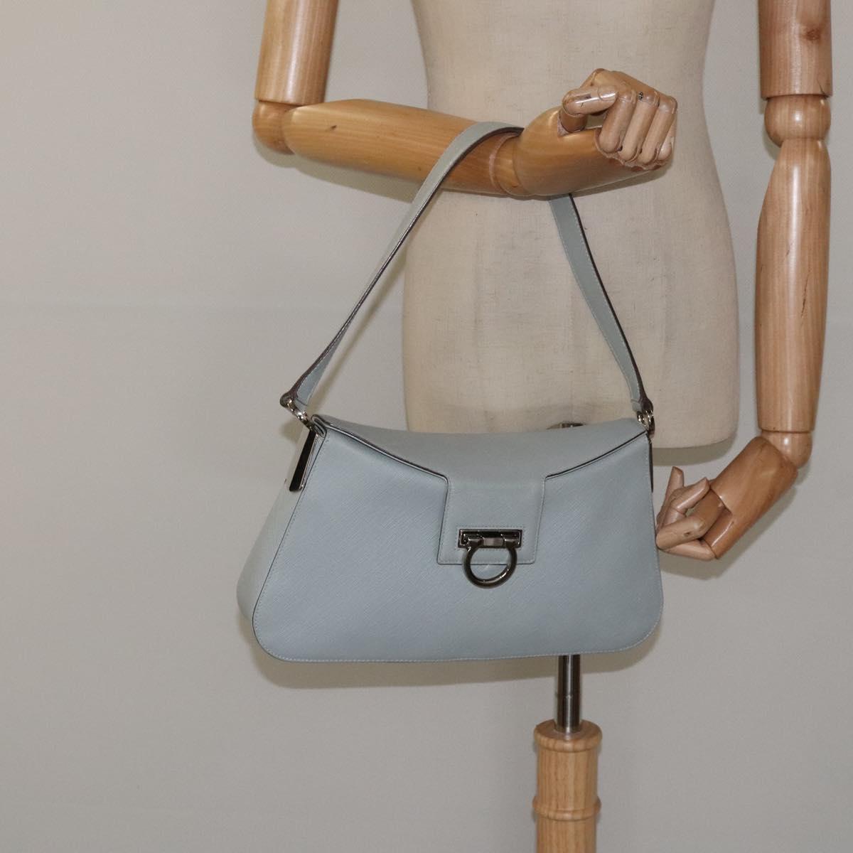Salvatore Ferragamo Gancini Blue Leather Shoulder Bag (Pre-Owned)