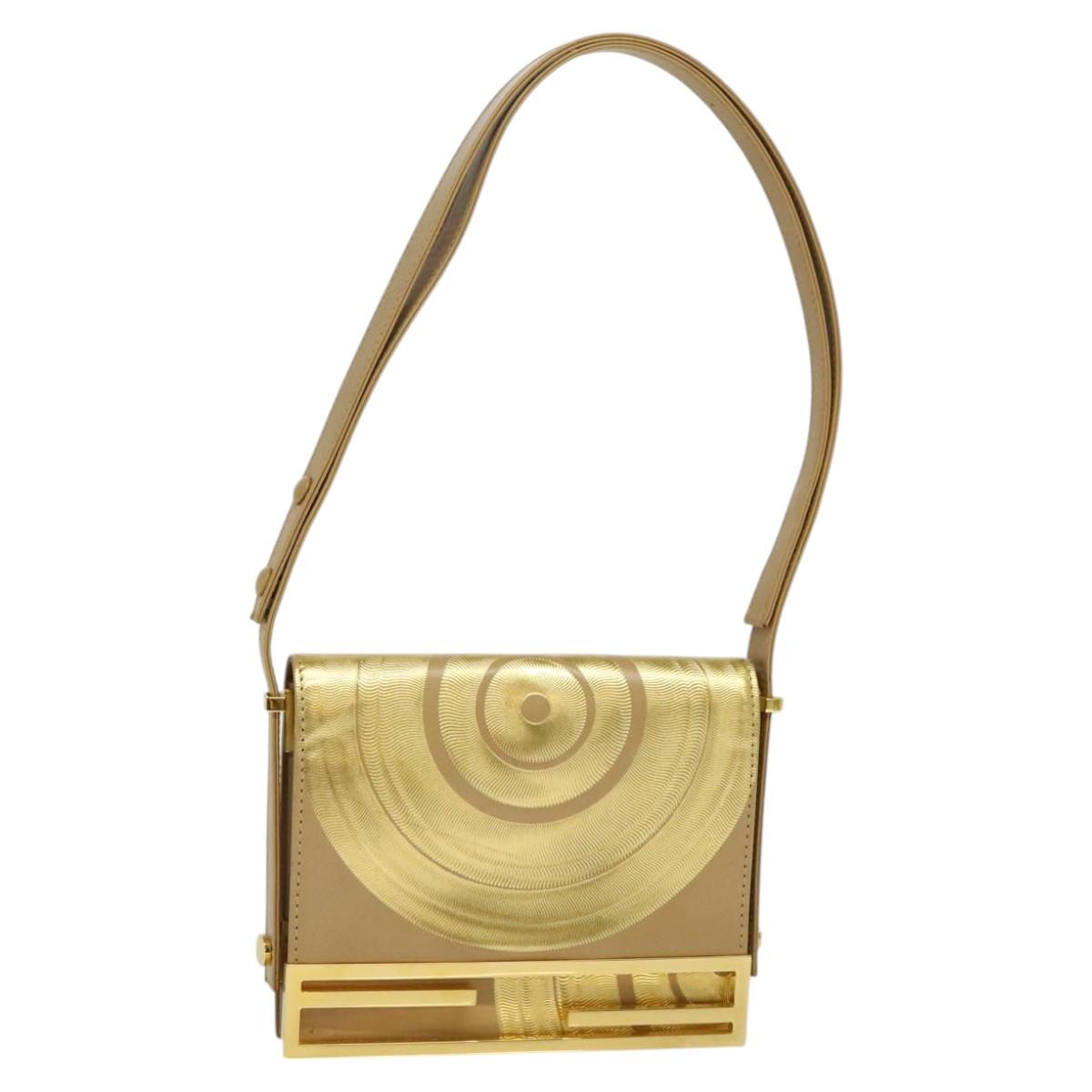 Fendi Gold Leather Shoulder Bag (Pre-Owned)