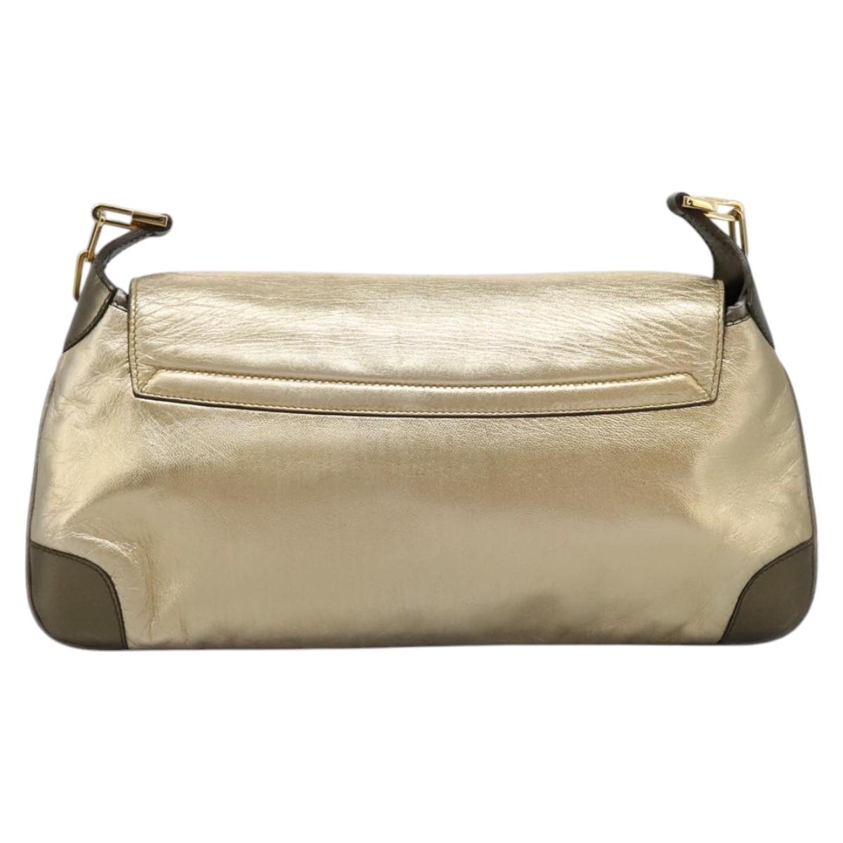 Gucci Jackie Vintage Gold Leather Shoulder Bag (Pre-Owned)