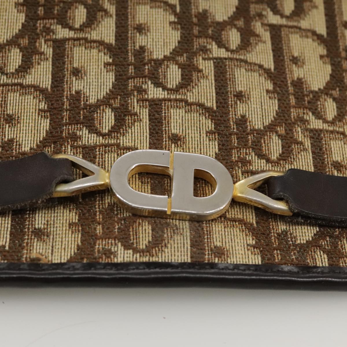 Dior Trotter Brown Canvas Shoulder Bag (Pre-Owned)