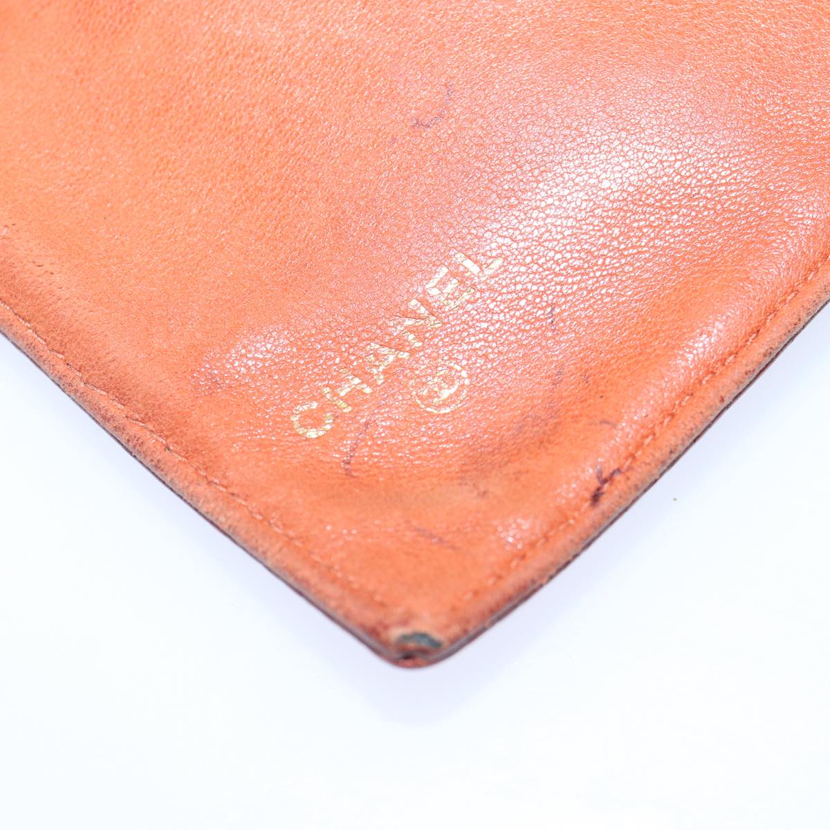 Chanel Porte Carte Orange Leather Wallet (Pre-Owned)