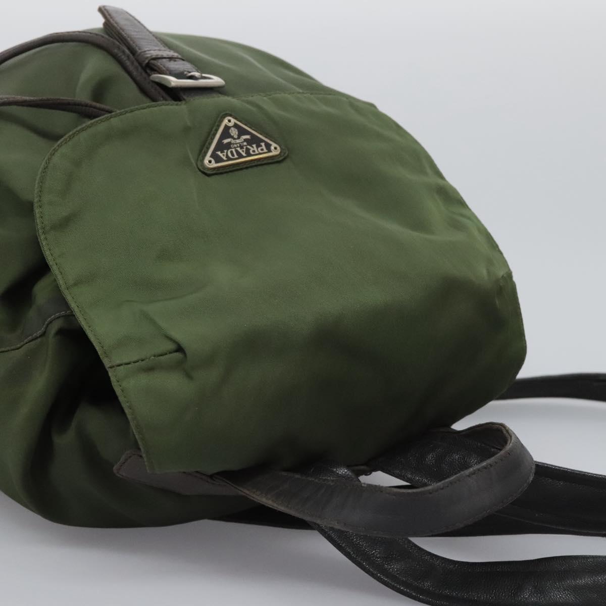 Prada Re-Nylon Khaki Synthetic Backpack Bag (Pre-Owned)