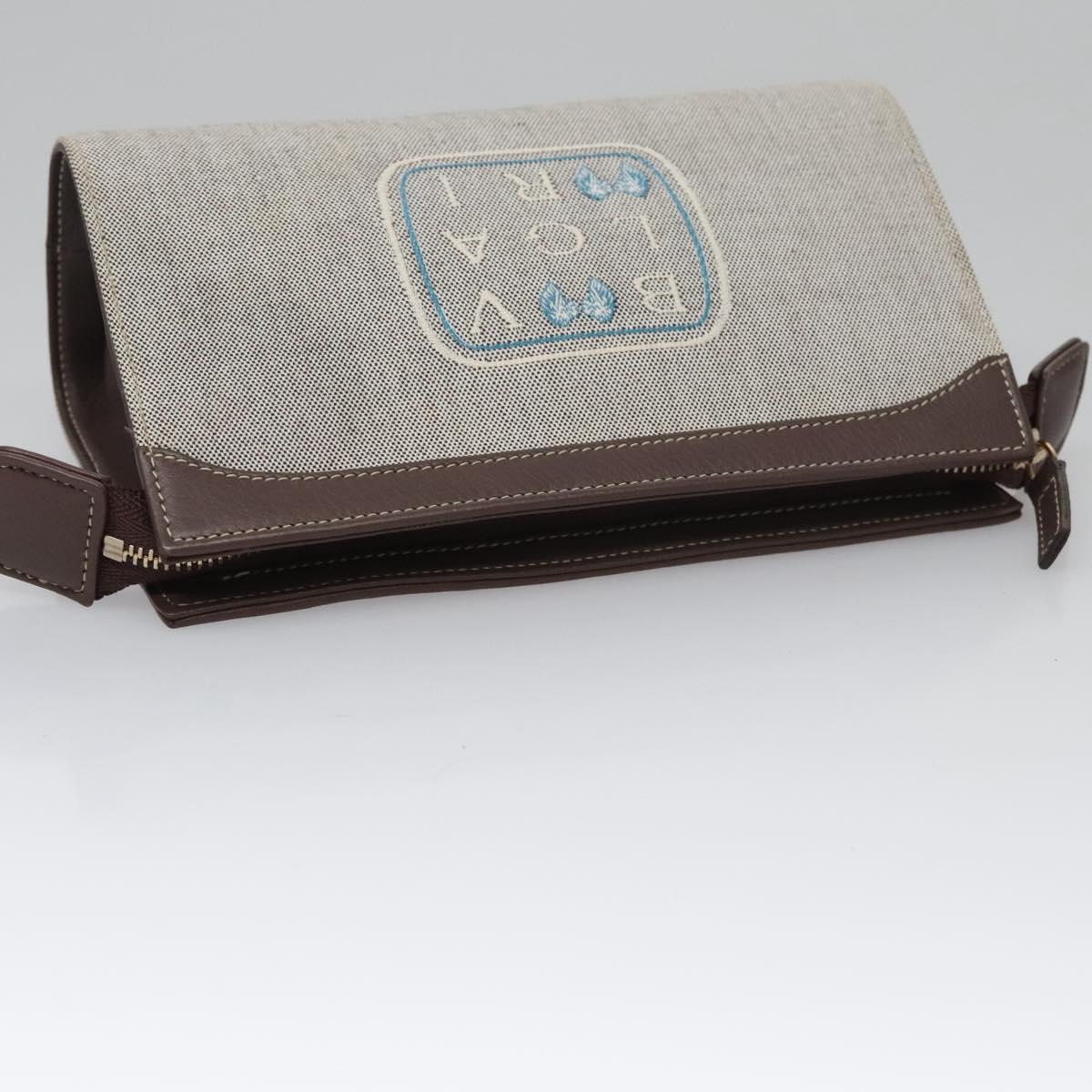 Bulgari Logo Grey Canvas Clutch Bag (Pre-Owned)